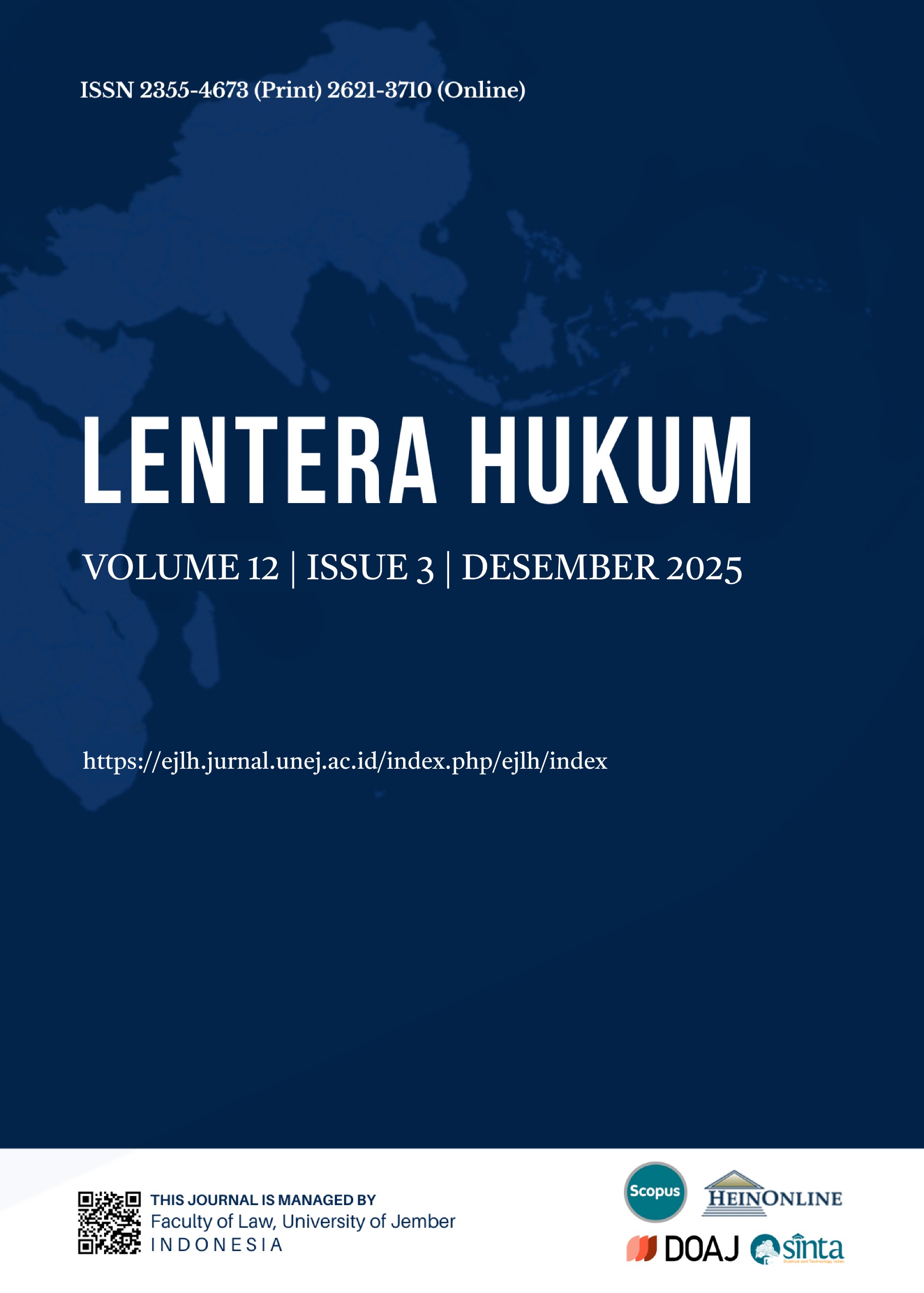 					View Vol. 12 No. 3 (2025): LENTERA HUKUM
				