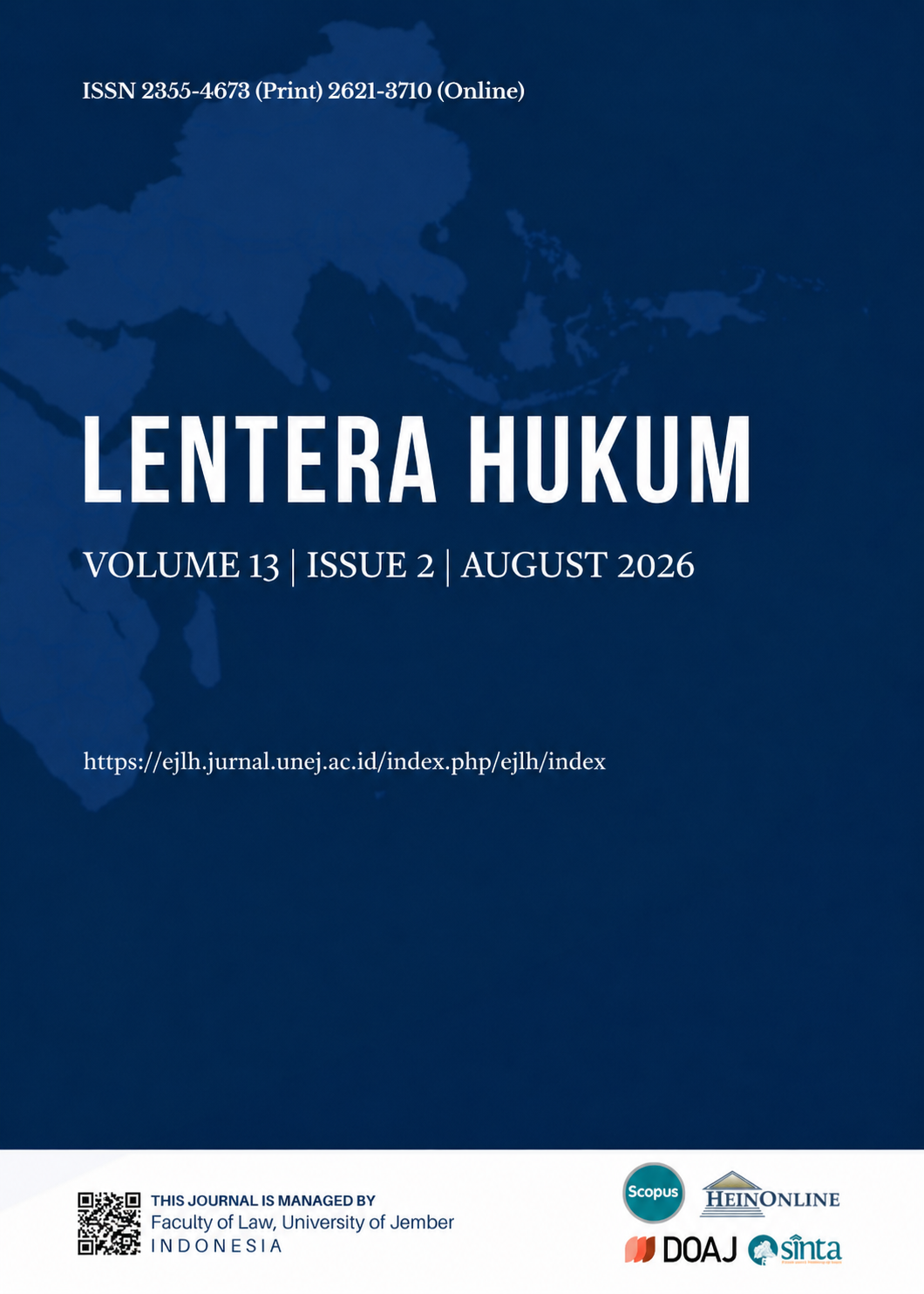 					View Vol. 13 No. 2 (2026): LENTERA HUKUM
				